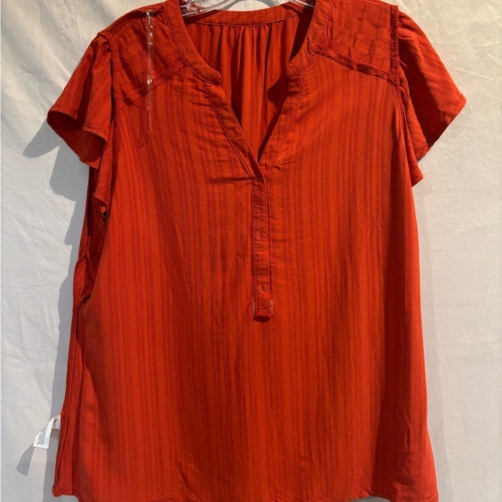 Knox Rose Women's Orange Ruffle Top - Picture 4 of 10